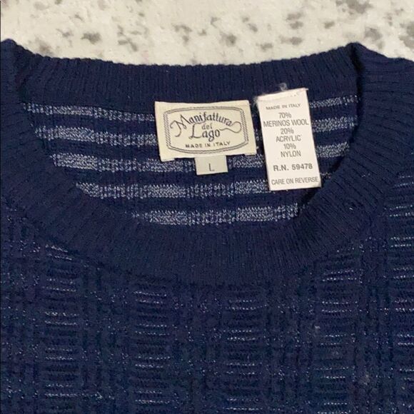 manifattura del lago sweater wool sweater size L square knit design - Picture 4 of 9